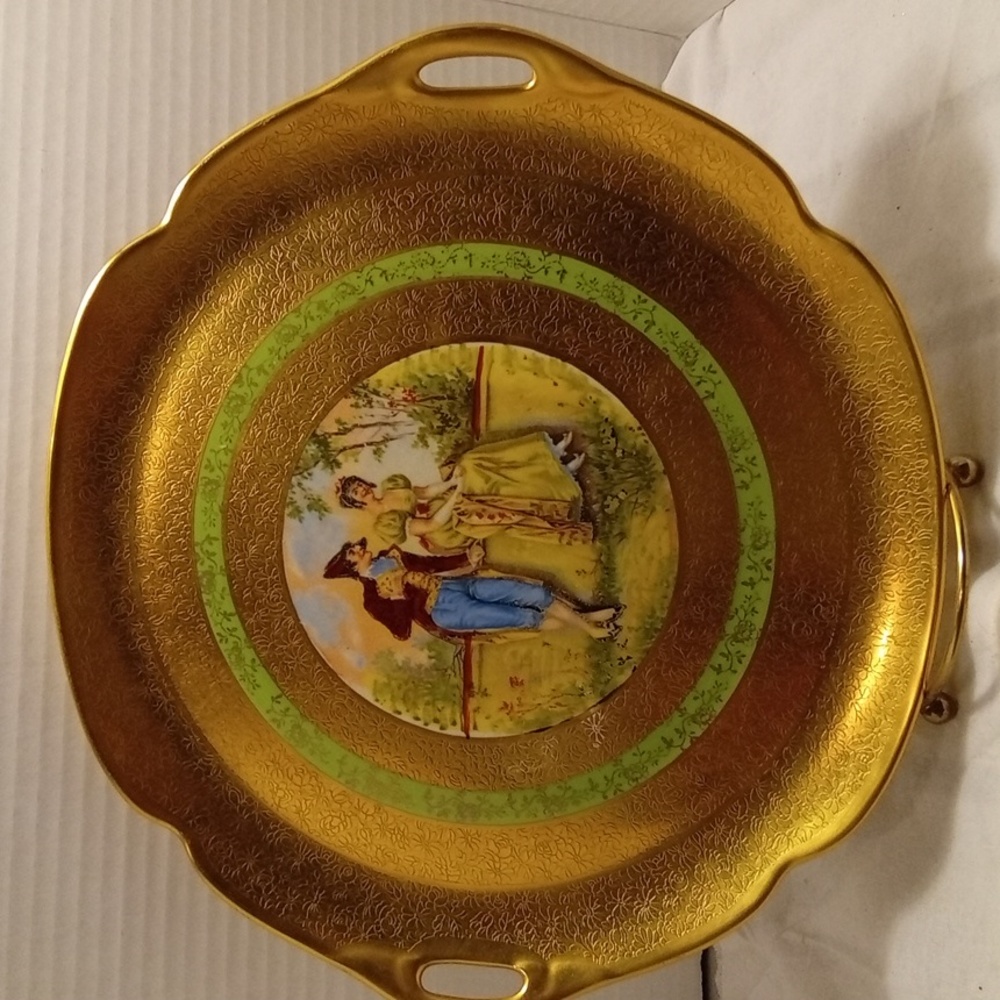 Osborne China Plate 22K Gold Thames Victorian Couple